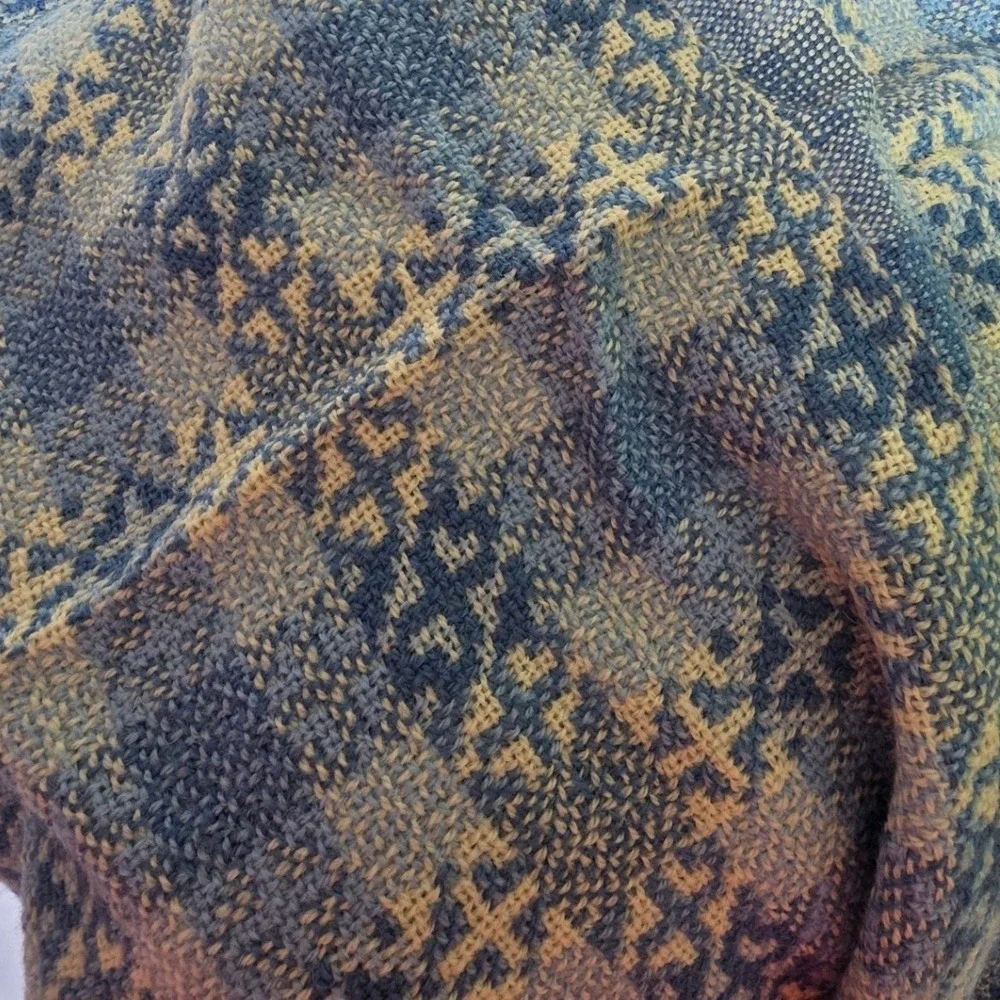 Vintage Brahms Mount Queen Blue Cream Wool Coverlet Made in Maine USA Galaxy - Picture 3 of 8